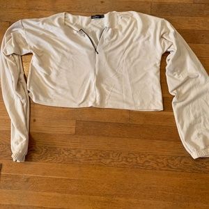 Boohoo cropped quarter-zip sweatshirt